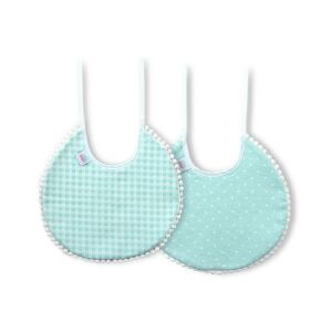 Pamut előke 2 db mentás kockás borsó kerek 146165878 - Interbaby