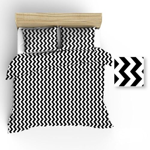 Pamut Ágyneműhuzat Garnitúra 180x200 - Cikk-cakk Fekete-Fehér 137930500