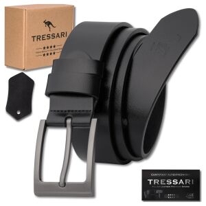 Férfi bőr öv 100% természetes bőr fekete TRESSARI nadrághoz 137930643 - Tressari