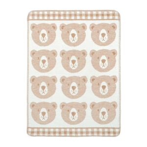 Gyermek takaró 75x100 2165/1 Nagy mackó bézs pamut akril horgolt szegély LC