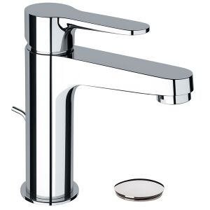 Remer Rubinetterie Winner W10P Waschtischmischer, Einhebel, Ablaufgarnitur, Keramikkartusche, Chrom glänzend, Messing