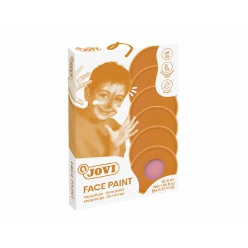 JOVI Arcfesték, 6 szín, köztük rózsaszín, 8 ml mindegyik. Arcfestő készlet gyerekeknek.