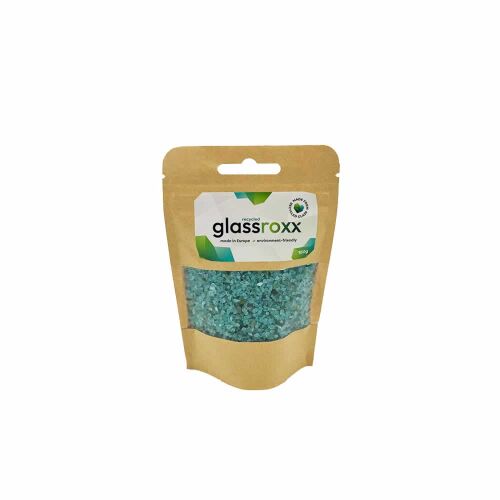 GlassRoxx kicsi Türkizkék 150g, türkiz üveggranulátum kézműves és dekorációs célokra - Gipszkiöntő kellék