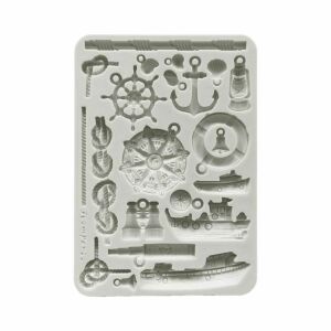 Silent Sea A5 szilikon öntőforma kormányokkal, hajókkal, horgonyokkal és tengerészeti elemekkel kézműveskedéshez és sütéshez. - Stamperia