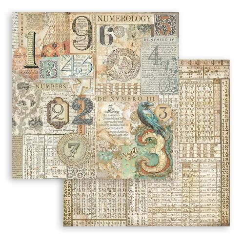 Scrapbook papír vintage szám mintával, Fortune Numbers kollekció - Stamperia