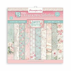 Stamperia Maxi Backgrounds Selection Sweet Winter Scrapbooking Papír Tömb, 10 lap, 30,5x30,5 cm - Stamperia