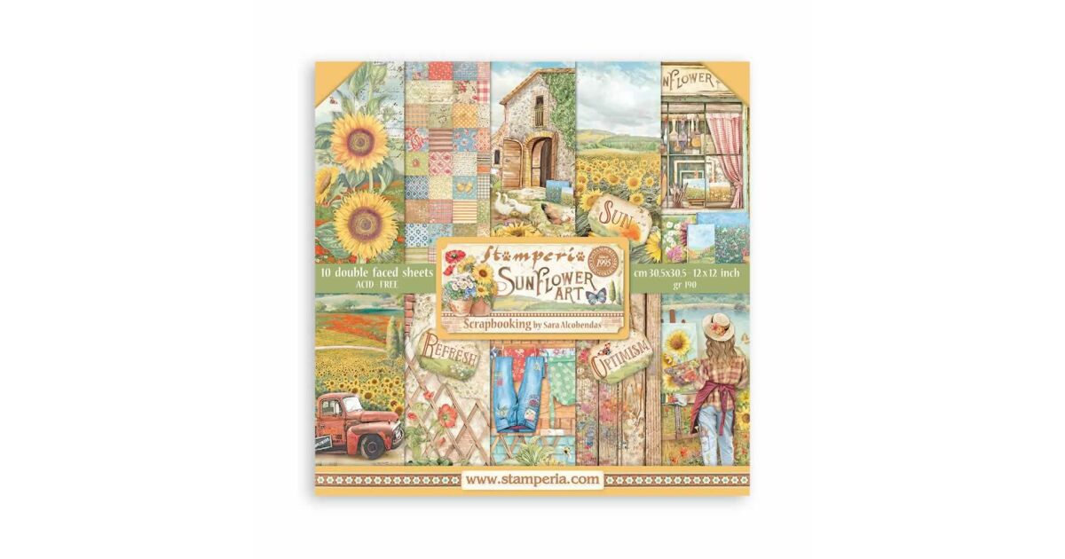 Scrapbooking-Block 10 Blatt cm 30,5x30,5 (12x12) - Sunflower Art ...