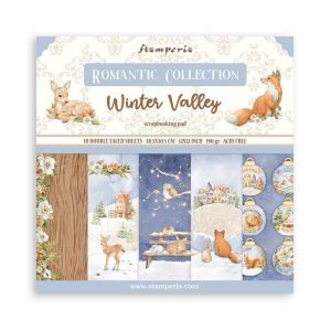 Stamperia Winter Valley Scrapbooking tömb 30,5x30,5 cm, Romantic Collection, 10 kétoldalas lap, téli témájú papír kézműveskedéshez - Stamperia