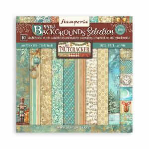Stamperia Maxi Backgrounds Selection The Nutcracker 30,5x30,5 cm-es scrapbook papír tömb, 10 kétoldalas lap kártyakészítéshez, naplóíráshoz és vegyes médiához - Stamperia