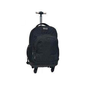 Must Team Luna fekete, 3 rekeszes gurulós iskolatáska, elölnézet - Luna