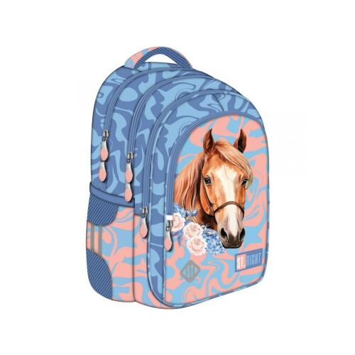St.Right Romantic Horse lovas hátizsák lányoknak, kék lovas iskolatáska