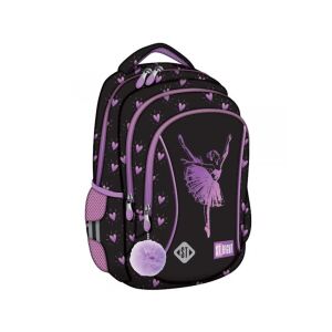 St.Right Ballerina iskolatáska, fekete hátizsák balerina és szívecske mintával - Unipap