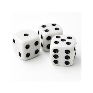 Nebulo dobókocka szett 3 darabos, klasszikus fehér dobókockák fekete pöttyökkel társasjátékokhoz és oktatási tevékenységekhez - Nebulo
