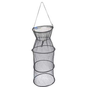 Eurostar 35x90cm karikás haltartó, fekete horgász háló halak élve tartásához - Halvédelem