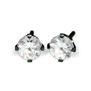 Fülbevaló - Karmos, Cubic Cirkónia, Natúr, Fekete (DLC bevonat) 4mm 137939433 - Nono