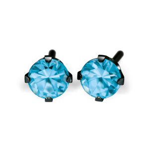 Fülbevaló - Karmos, Kék Cubic Cirkónia, Natúr, Fekete (DLC bevonat) 4mm 137939487 - Piercing