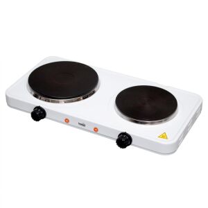 Home HG R 02WH hordozható elektromos főzőlap, dupla, teljesítmény 1000 W + 1500 W, ∅15 cm + ∅18 cm főzőfelület, zománcozott készülékház, fehér 137939679 - Home