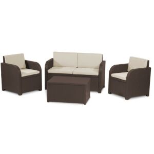 Keter Modena kerti bútor szett tárolóasztallal - Barna/Taupe 137940873 - Kerti garnitúra