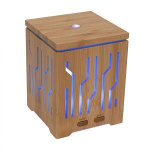 Home AD 200 aromadiffúzor, ultrahangos hidegpárásító, bambusz alapzat és fedél, 200 ml kapacitás, folyamatos színváltás, tartozék hálózati adapter 137941210 - Háztartási kellék