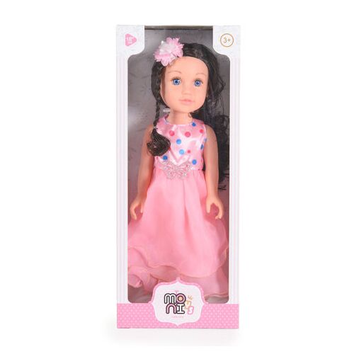 Moni Toys BABA 46 cm baba rózsaszín ruhában, csomagolás