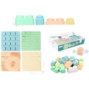 MOCHTOYS Play&amp;Squish szenzorikus szőnyeg - tapilap+ kockák NAGY szett 24db PASZTELL