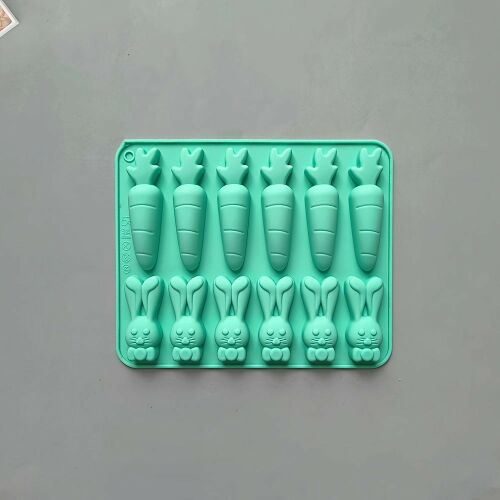 12-üreges szilikon nyúl és répa alakú forma cukorkához, csokoládéhoz és tortához 137954795