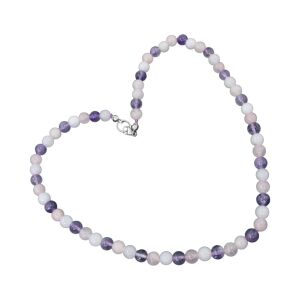 Ametiszt, Rózsakvarc és Tejkvarc Ásványgyöngy Nyaklánc - 45cm 137956937 - Női ékszer
