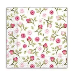Bensia Rosen Servietten, 20 Stück, 33x33 cm, florale Papierservietten für Partydekorationen - Servietten