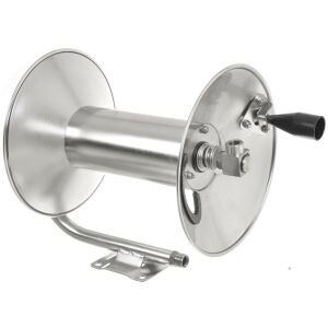 Rolă de furtun din oțel inoxidabil pentru 30 de metri de furtun de înaltă presiune, cu înfășurare manuală, filet interior 3/8" - filet exterior M22, 280 bar, 100°C 137966064 - Cărucioare pentru furtun