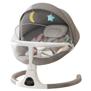 WePro Store Elektrische Babyschaukel mit Bluetooth, Fernbedienung, waschbarer Matratze, Spielzeug, Moskitonetz und abnehmbarem Tablett, Ideal für 0–12 Monate, Grau