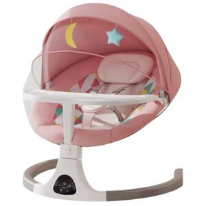 WePro Store Elektrische Babyschaukel mit Bluetooth, Fernbedienung, waschbarer Matratze, Spielzeug, Moskitonetz und abnehmbarem Tablett, ideal für 0–12 Monate, Rosa 137979381 - WePro Store