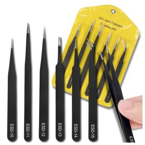 Univerzális Precíziós Csipesz Készlet - 6 db, Rozsdamentes Acél, ESD