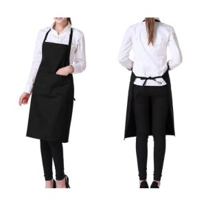 Fekete Kötény Zsebbel - Női/Férfi, Poliészter, 70x60cm