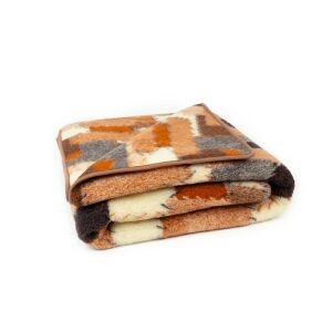 Merinó Gyapjú Takaró - 100x150 cm, Bézs-Barna Kockás 137983128 - Pléd