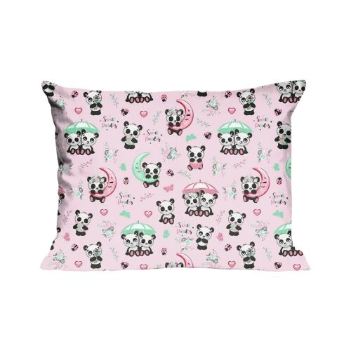 Panda Rózsaszín Pamut Párnahuzat Gyerekeknek - 40x40 cm