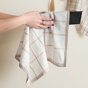 Bézs Kockás Konyharuha - 50x70 cm, Nagy Nedvszívó