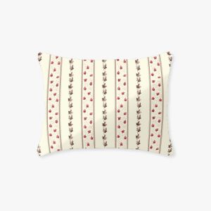 Pamut Párnahuzat Virágos - 40x40 cm, Krém-Piros 137983847 - Dekoráció