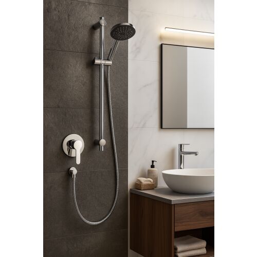 Kád- vagy zuhanycsaptelep Remer Rubinetterie Winner W30, beépített, egykaros, kerámia betéttel, fényes króm, sárgaréz 137998616