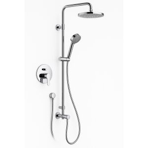 Remer W37AEC20 Duschset, Teleskopsäule, 20cm Duschkopf, 3-Funktions-Handbrause, Chrom-ABS