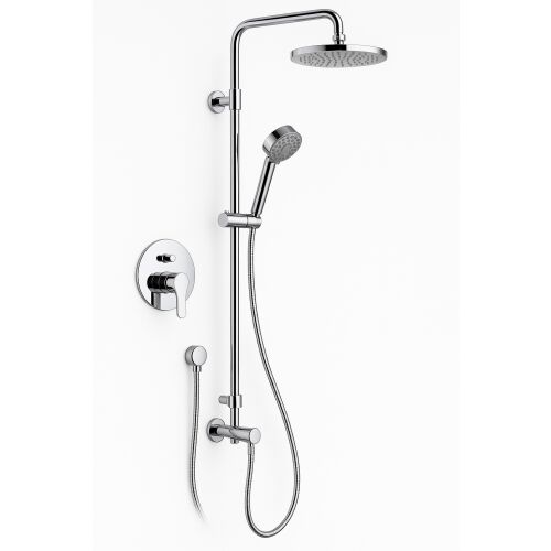 Sprchová súprava Remer W37AEC20, priemer sprchovej hlavice 20 cm, teleskopický sprchový stĺp, ručná sprcha s 3 funkciami, chrómovaný ABS 141567125