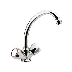 Remer 43Y Küchenspülarmatur, Doppelgriff, Schwenkauslauf, Chrom glänzend