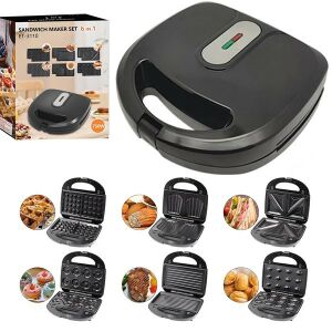 Blackbird ET3110 6 az 1-ben multifunkcionális szendvicssütő készlet cserélhető lapokkal szendvicsekhez, gofrihoz, muffinokhoz, fánkhoz és grillezéshez - Konyhai kisgép