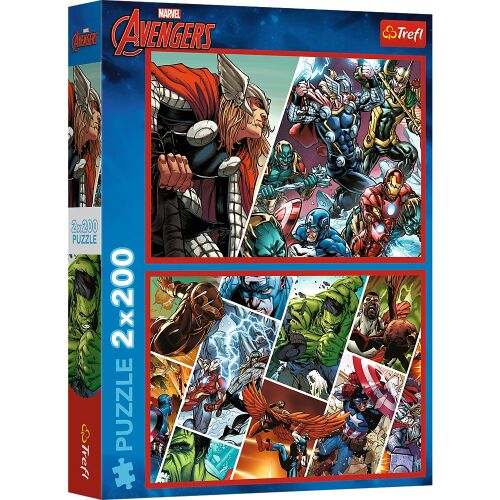 Pudełko z puzzlami Trefl Avengers 2x200 elementów z superbohaterami Marvela