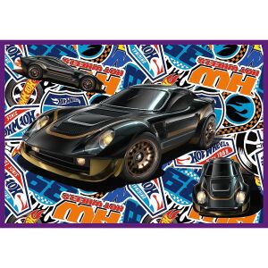 Trefl Hot Wheels 4x250 Teile Puzzle mit einem schwarzen und goldenen Rennwagen - Trefl Puzzle