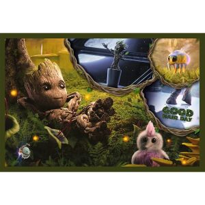 Colaj puzzle Marvel Eu sunt Groot cu Baby Groot în diverse scene. - Trefl Puzzle