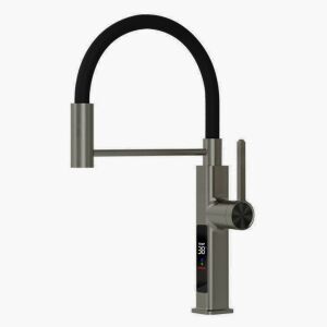 Welland H-6047 Intelligens Mosogató Csaptelep - Kihúzható, Vízhőfok Kijelző - Fekete/Gunmetal