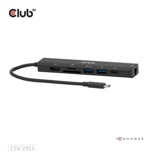 CLUB3D CSV-2553 USB C-Typ 5000 Mbps Netzwerkanschluss Schwarz