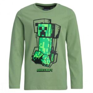 Tricou cu mânecă lungă Minecraft Creeper pentru copii, verde - Minecraft Tricouri cu mânecă lungă pentru copii
