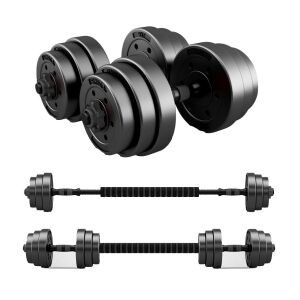 Pepita 30kg Verstellbares Hantel- und Langhantelset, Schwarz - Heimtraining