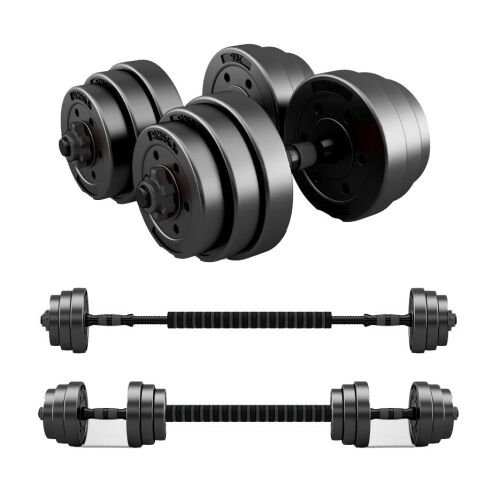 Pepita 30kg Verstellbares Hantel- und Langhantelset, Schwarz